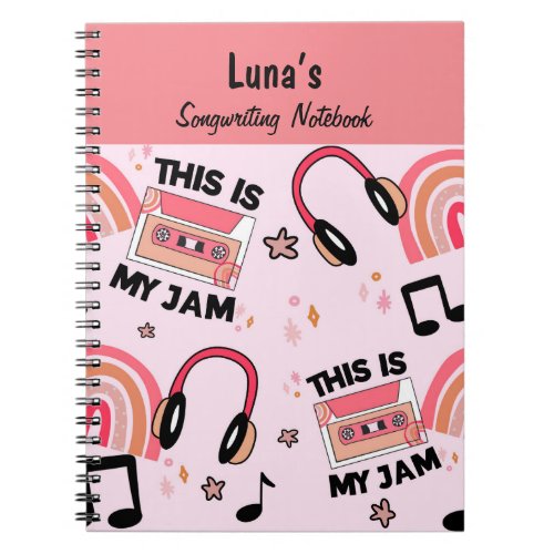 Fun Pink Girls Songwriting Notebook