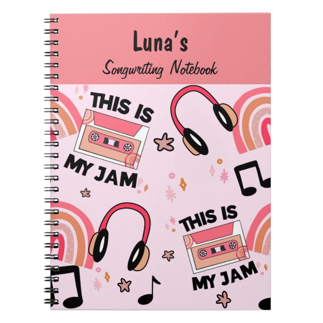 Fun Pink Girls Songwriting Notebook (Front)