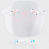 Fun Pink Glasses Flower  Frame for her Face Shield (Front w/Glasses)