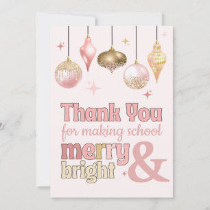Fun Pink Gold Christmas Thank You Gift Card Holder