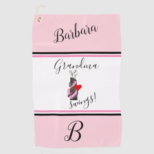 Fun Pink Golf Bag Monogram Name    Golf Towel