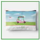 Fun Pink Golf Cart Scenic Personalized Name Accessory Pouch<br><div class="desc">A touch of golf spirit for the girl-friend in your life, who'll have fun with this one -- a fun golf cart for the golf lover who likes to play with style -- or just loves to play -- personalized with first name -- custom and unique. Or, get one for...</div>