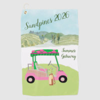 Fun Pink Golf Cart Scenic Personalized Name