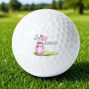 Fun Pink Golf Club Personalized Monogram Balls