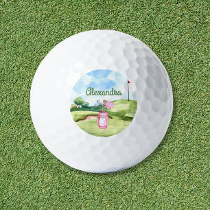 Fun Pink Golf Club Personalized Monogram Balls