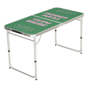 Fun Pink Green Bride Groom Wedding Personalized Beer Pong Table