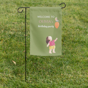 Fun Pink Green Picnic Birthday Kids Girl Picnic Garden Flag