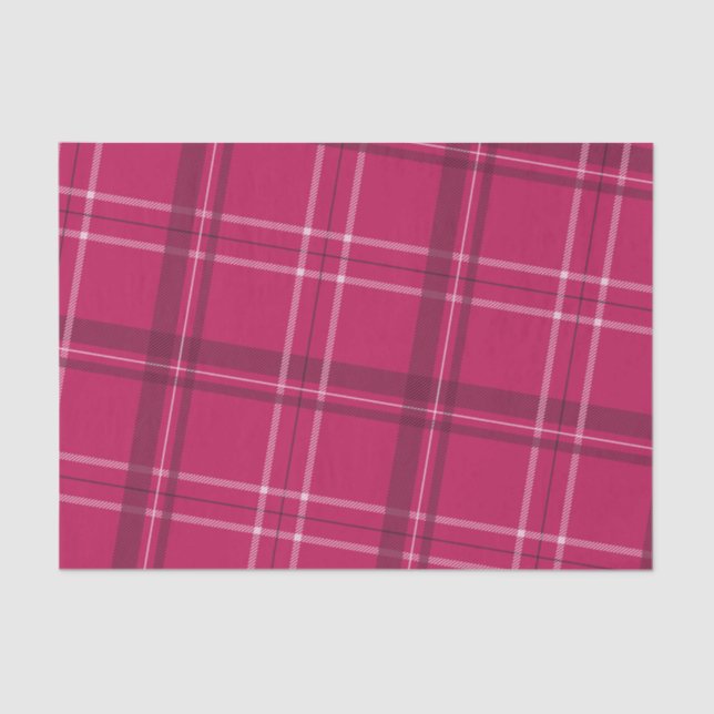 Fun pink holiday plaid tissue paper (Front)