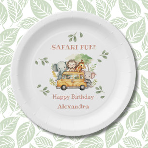Fun Pink Jungle Girl Safari Birthday Paper Plates