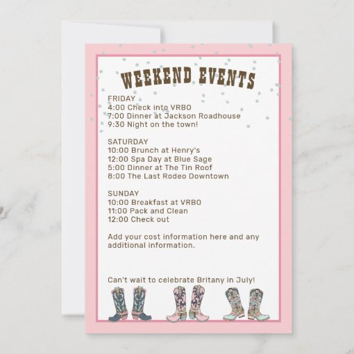 Fun Pink Last Rodeo Bachelorette Party Invitation | Zazzle