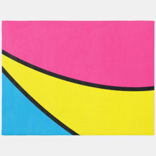 Fun Pink Lemon Yellow Sky Blue Modern Art Curves Outdoor Rug