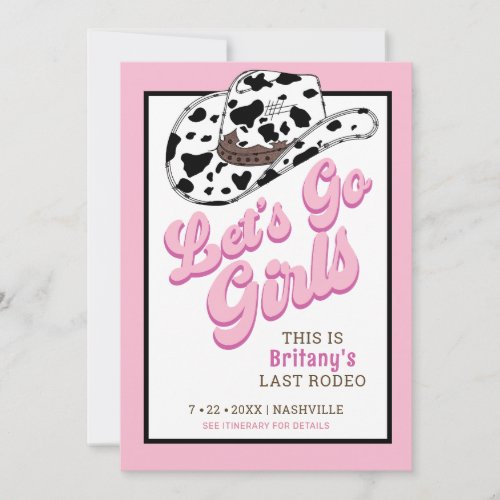 Fun Pink Lets Go Girls Bachelorette Party Invitation