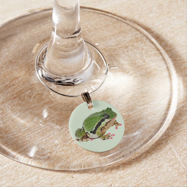 Fun Pink Nails Lips Frog Princess Photograph Wine Charm (In Situ)