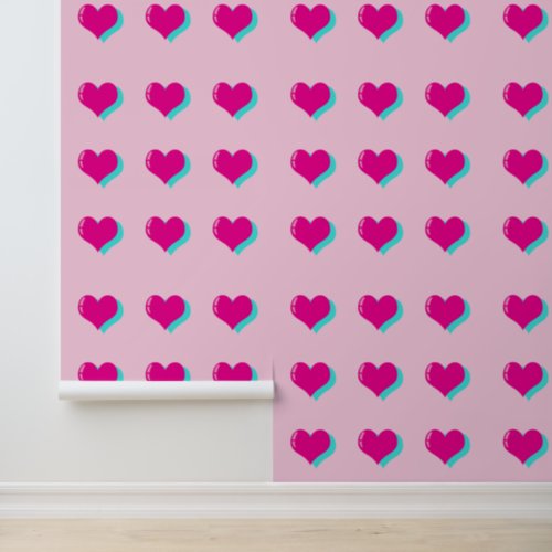 Fun Pink Neon Heart Retro Love Nostalgia Wallpaper