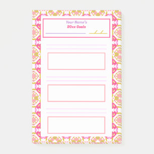 Fun Pink New Year’s Resolutions Goal Tracker Tally Post-it Notes