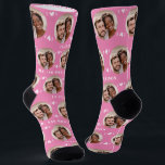 Fun Pink Newlyweds Photo Pattern Socks<br><div class="desc">These fun pink newlyweds photo pattern wedding dress or casual socks feature the couple's photo and white hearts in an offset pattern and their names and wedding date! These are perfect for the groom as he walks down the aisle, as a gift for the bride, as a bridal party favor,...</div>
