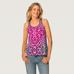 Fun pink orange leopard cheetah pattern  tank top