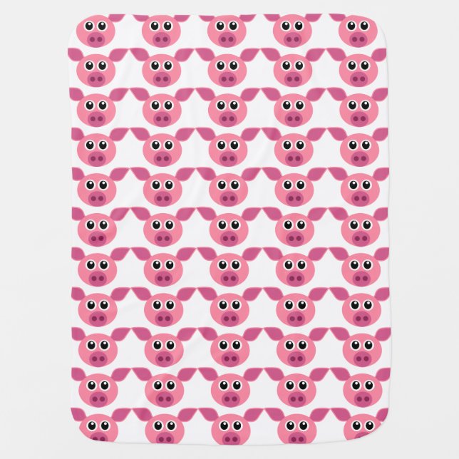 FUN PINK PIG MOTIF SWADDLE BLANKET (Front)