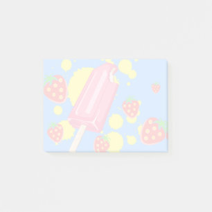 Fun Pink Popsicle and Strawberries Illustration Post-it Notes