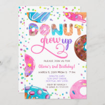 Fun pink purple blue donuts birthday party invitation