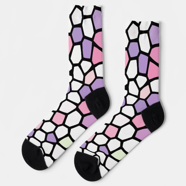 Fun Pink Purple Mosaic Crazy Socks (Left)