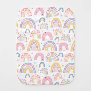 Fun Pink Rainbow Baby Burp Cloth