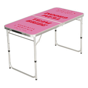 Fun Pink Red Bride Groom Wedding Personalized Beer Pong Table