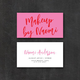 Fun Pink + Red Modern Calligraphy Script Business Card