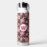 Preppy Peach Orange Hippie Flower Water Bottle | Zazzle