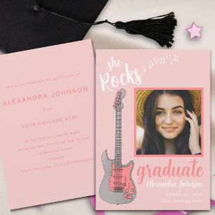 Fun Pink Script Graduate Photo Graduation Party Invitation