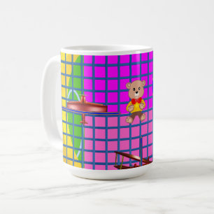 Fun Pink Squares Duck Plane Musical Note Coffee Mug