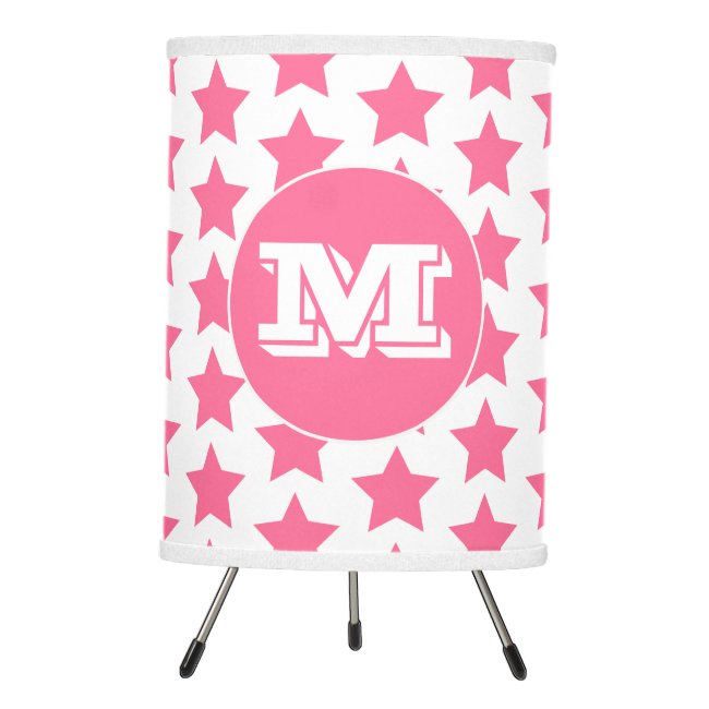 Fun Pink Stars Pattern Tripod Lamp