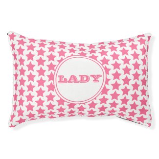 Fun Pink Stars Personalized Indoor Dog Bed - Small