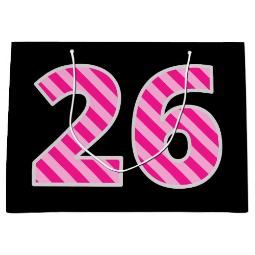 Fun Pink Striped 26 Happy 26th Birthday Name Large Gift Bag