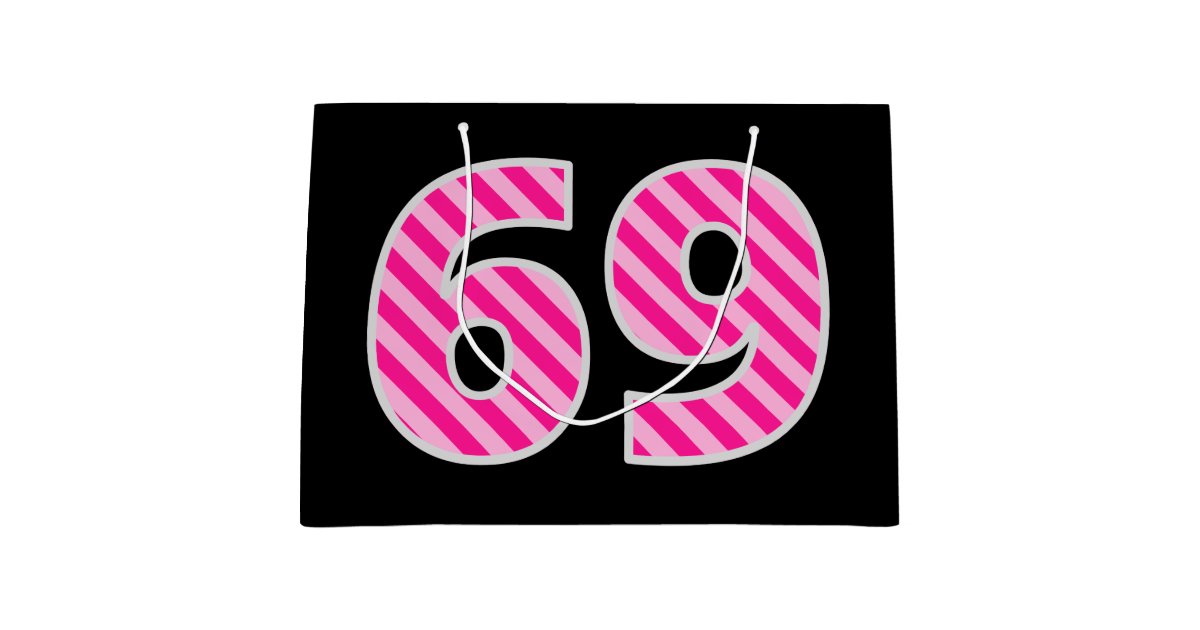 Fun Pink Striped 69 Happy 69th Birthday Name Large T Bag Zazzle