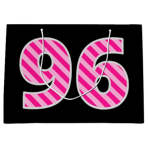 Fun Pink Striped 96 Happy 96th Birthday Name Large Gift Bag