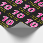 [ Thumbnail: Fun Pink Stripes "10"; Happy 10th Birthday; Name Wrapping Paper ]