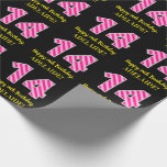 [ Thumbnail: Fun Pink Stripes "14"; Happy 14th Birthday; Name Wrapping Paper ]
