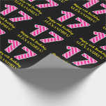 [ Thumbnail: Fun Pink Stripes "17"; Happy 17th Birthday; Name Wrapping Paper ]