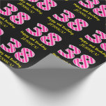 [ Thumbnail: Fun Pink Stripes "38"; Happy 38th Birthday; Name Wrapping Paper ]