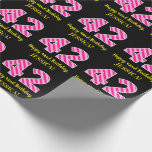 [ Thumbnail: Fun Pink Stripes "42"; Happy 42nd Birthday; Name Wrapping Paper ]