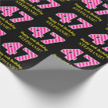 [ Thumbnail: Fun Pink Stripes "47"; Happy 47th Birthday; Name Wrapping Paper ]
