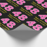 [ Thumbnail: Fun Pink Stripes "48"; Happy 48th Birthday; Name Wrapping Paper ]