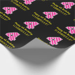 [ Thumbnail: Fun Pink Stripes "4"; Happy 4th Birthday; Name Wrapping Paper ]