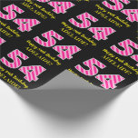 [ Thumbnail: Fun Pink Stripes "54"; Happy 54th Birthday; Name Wrapping Paper ]