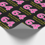 [ Thumbnail: Fun Pink Stripes "64"; Happy 64th Birthday; Name Wrapping Paper ]