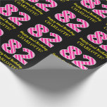 [ Thumbnail: Fun Pink Stripes "82"; Happy 82nd Birthday; Name Wrapping Paper ]