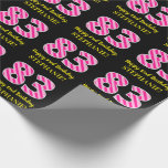 [ Thumbnail: Fun Pink Stripes "83"; Happy 83rd Birthday; Name Wrapping Paper ]