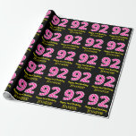 [ Thumbnail: Fun Pink Stripes "92"; Happy 92nd Birthday; Name Wrapping Paper ]