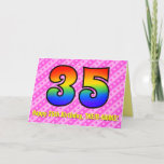 [ Thumbnail: Fun Pink Stripes, Hearts, Rainbow # 35th Birthday Card ]